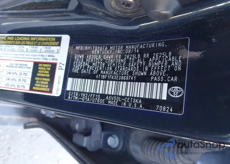 2014 Toyota Camry Se from USA, damaged, VIN 4T1BF1FKXEU869741
